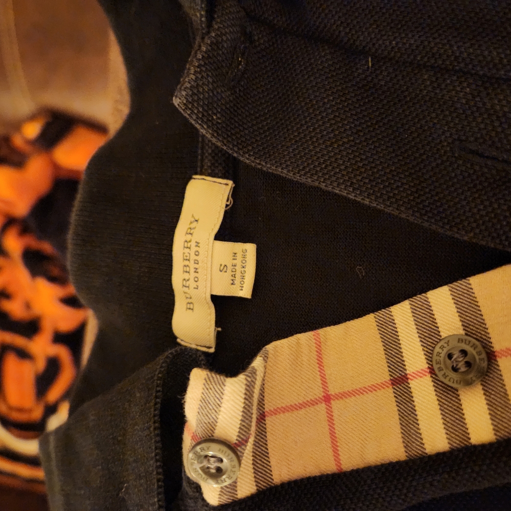 Burberry Black Polo with Plaid Lining